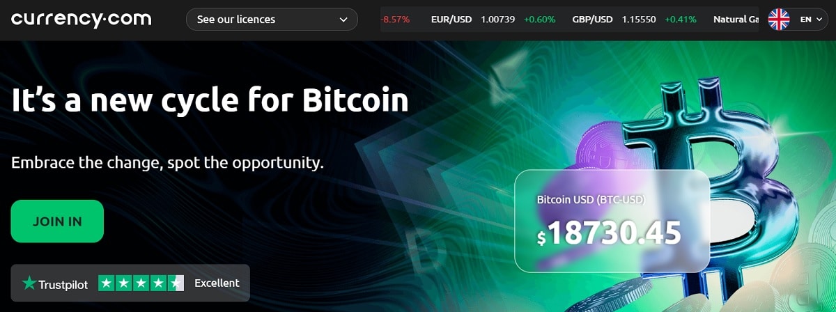 Currency.com homepage