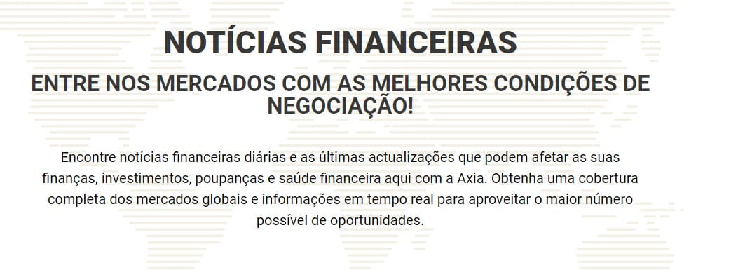 Imagem mostrando as notícias financeiras da Axia Trade