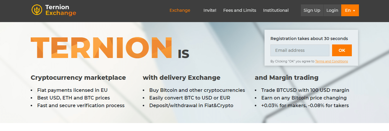 Ternion Exchange Homepage