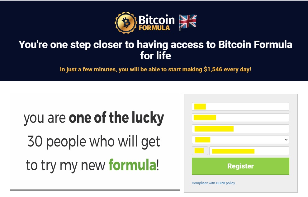 Bitcoin Formula signing up