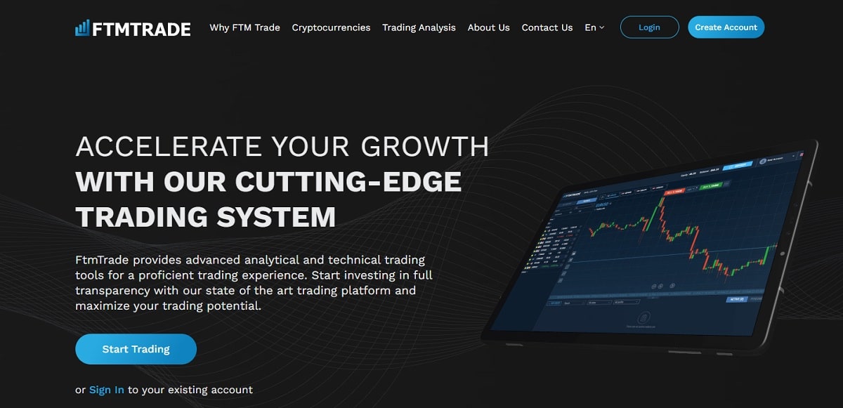 FTM Trade homepage