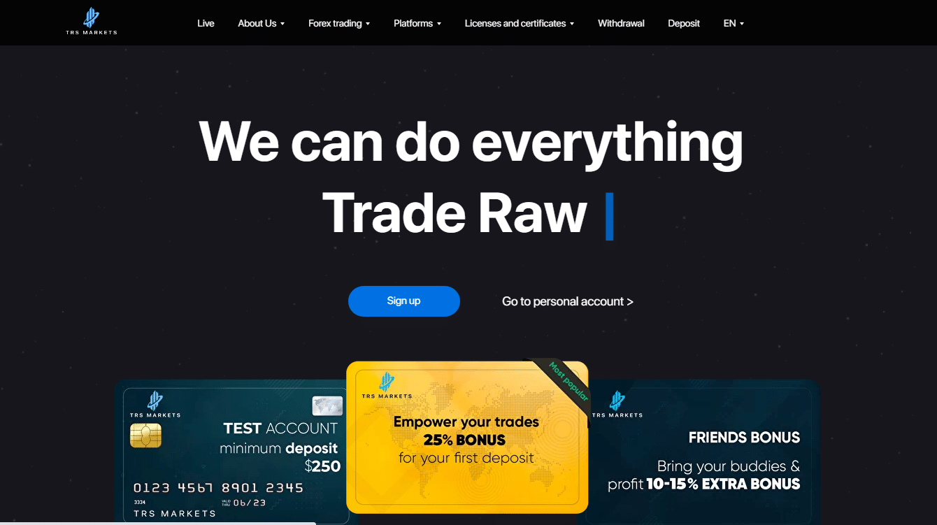 TRS Markets website