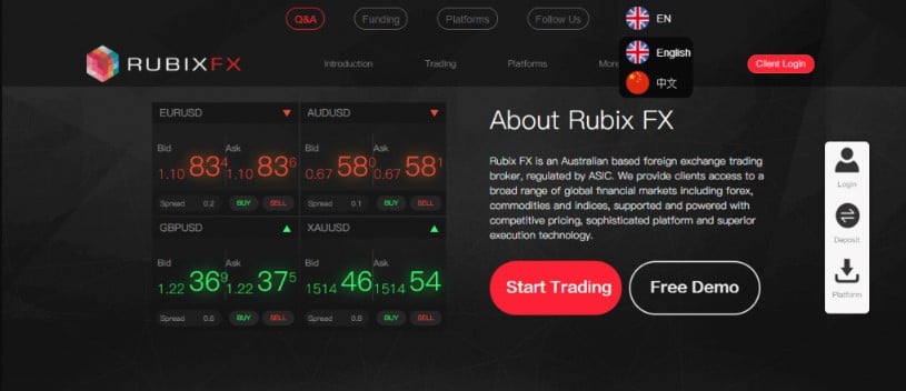Rubix FX website