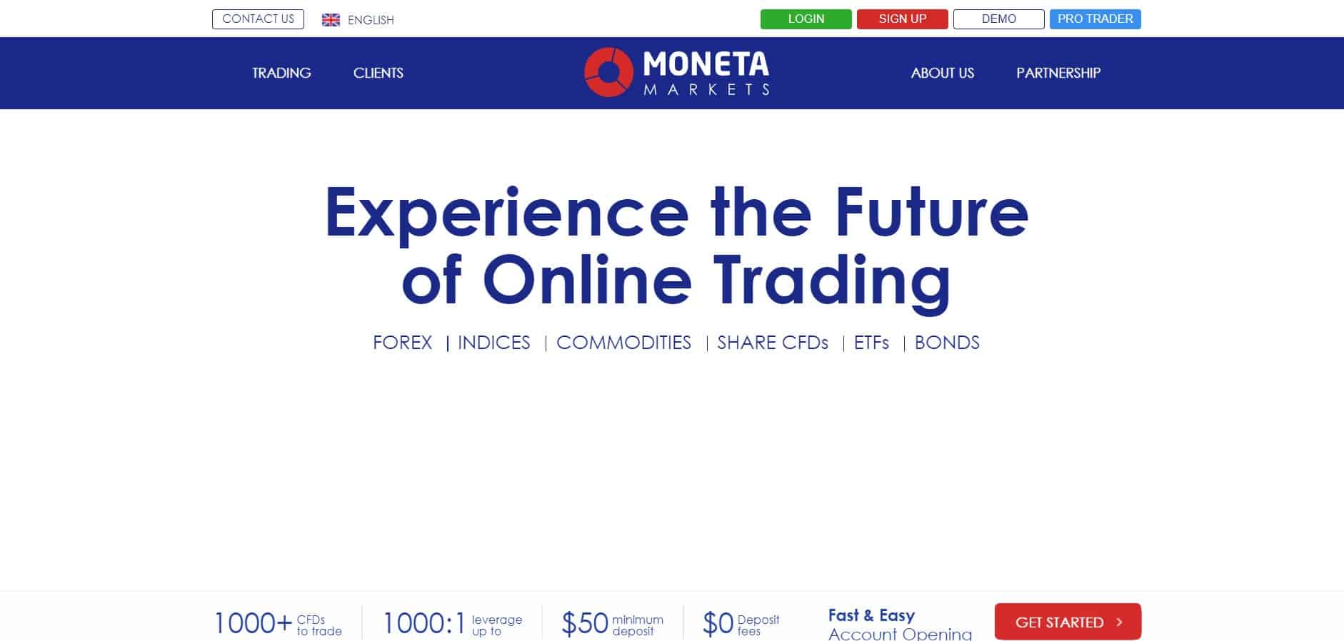 Moneta Markets website